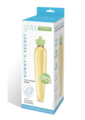 Glas Bunny's Secret Glass Dildo - Green/Yellow - 7.25in