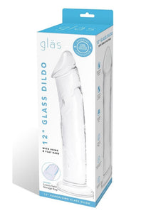 Glas Dildo Glass with Veins and Flat Base - Clear - 12in