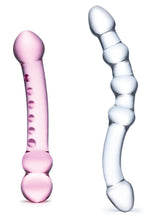 Load image into Gallery viewer, Glas Double Pleasure Glass Dildo - Pink/White - 2 Piece/Set
