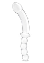 Load image into Gallery viewer, Glas Girthy Double Sided Glass Dong with Anal Bead Grip Handle - Clear - 12.5in
