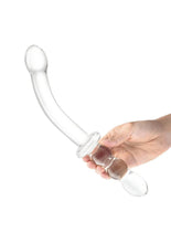 Load image into Gallery viewer, Glas Girthy Ribbed G-Spot Glass Dildo with Handle Grip Double End
