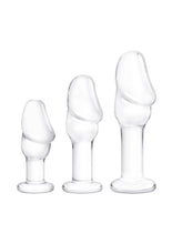 Load image into Gallery viewer, Glas Helmet Head Glass Anal Training Kit - Clear - 4in/5in/6in - 3 Piece
