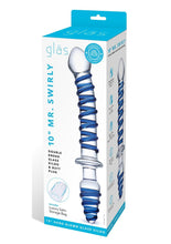 Load image into Gallery viewer, Glas Mr Swirly Double Ended Glass Dildo and Butt Plug - Blue/Clear - 10in
