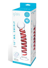 Load image into Gallery viewer, Glas Mr. Swirly Glass Dildo - Clear/Red - 10in
