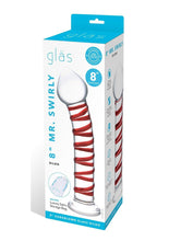 Load image into Gallery viewer, Glas Mr. Swirly Glass Dildo - Clear/Red - 8in
