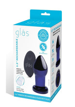 Load image into Gallery viewer, Glas Rechargeable Remote Controlled Vibrating Glass Butt Plug - Blue - 3.5in
