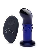 Load image into Gallery viewer, Glas Rechargeable Remote Controlled Vibrating Glass Dotted G-Spot/P-Spot Plug - Blue - 4in
