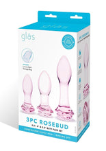 Load image into Gallery viewer, Glas Rosebud Butt Plug - Pink - 3 Piece/Set
