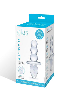 Glas Titus Beaded Butt Plug - Clear