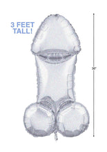 Load image into Gallery viewer, Glitterati Disco Penis 3ft. Mylar Balloon - Black/Silver
