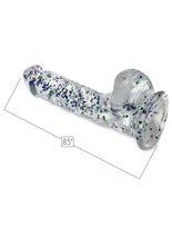 Load image into Gallery viewer, Glittergasm Realistic Clear Dildo with Balls and Suction Cup - Blue/Purple/Violet Glitter
