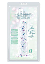 Load image into Gallery viewer, Glittergasm Swirl Clear Dildo with Suction Cup - Blue/Purple/Violet Glitter - Blue/Purple

