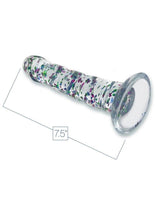 Load image into Gallery viewer, Glittergasm Swirl Clear Dildo with Suction Cup - Blue/Purple/Violet Glitter

