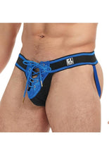 Load image into Gallery viewer, Goal Line Lace-Up Jockstrap - Blue - Medium/Small
