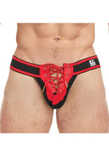 Load image into Gallery viewer, Goal Line Lace-Up Jockstrap - Red - Medium/Small
