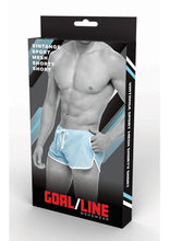 Load image into Gallery viewer, Goal Line Side Split Mesh Booty Shorts - Blue - Medium/Small
