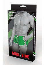 Load image into Gallery viewer, Goal Line Side Split Mesh Booty Shorts - Green - Medium/Small
