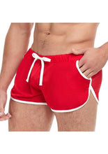 Load image into Gallery viewer, Goal Line Side Split Mesh Booty Shorts - Red - Medium/Small
