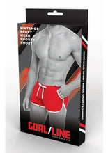 Load image into Gallery viewer, Goal Line Side Split Mesh Booty Shorts - Red - Medium/Small
