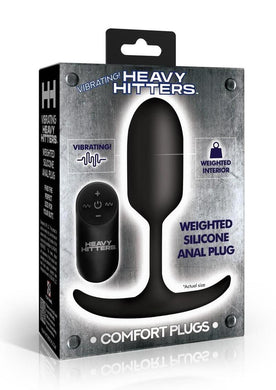 Heavy Hitters Vibrating Weighted Silicone Anal Plug - Black - Medium