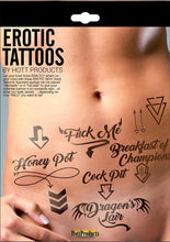 Load image into Gallery viewer, Hott Products Erotic Tattoos Assorted - Black - Pack
