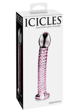 Load image into Gallery viewer, Icicles No 53 Textured Glass Dildo - Clear/Pink - 6.75in
