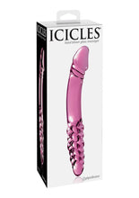 Load image into Gallery viewer, Icicles No. 57 Double-Sided Textured Glass Dildo - Pink - 9in
