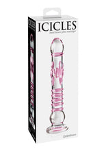 Load image into Gallery viewer, Icicles No. 6 Textured Glass Dildo - Clear/Pink - 8.5in
