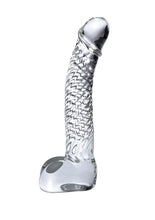 Load image into Gallery viewer, Icicles No. 61 Textured Glass G-Spot Dildo with Balls - Clear - 5in
