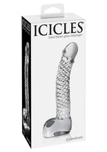 Load image into Gallery viewer, Icicles No. 61 Textured Glass G-Spot Dildo with Balls - Clear - 5in
