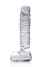 Load image into Gallery viewer, Icicles No. 63 Textured Glass Dildo with Balls - Clear - 8.5in
