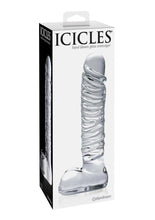 Load image into Gallery viewer, Icicles No. 63 Textured Glass Dildo with Balls - Clear - 8.5in
