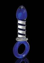 Load image into Gallery viewer, Icicles No 81 Textured Glass Juicer Anal Probe - Blue/Clear
