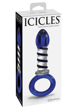 Load image into Gallery viewer, Icicles No 81 Textured Glass Juicer Anal Probe - Blue/Clear
