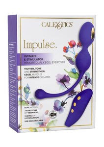 Impulse Intimate E-Stimulator Silicone Rechargeable Dual Kegel Balls with Remote Control - Purple