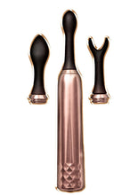 Load image into Gallery viewer, Intense Triple Tip Massager Silicone Rechargeable - Rose Gold - Set
