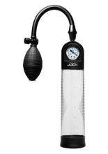 Load image into Gallery viewer, Jock Pump Up Gauge Penis Pump with Bulb - Black
