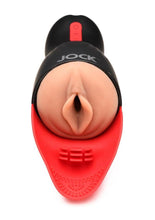 Load image into Gallery viewer, Jock Sucking and Vibrating Rechargeable Pussy Masturbator - Black/Vanilla
