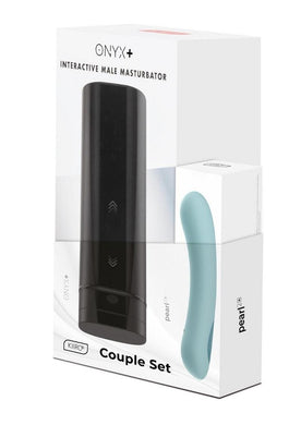 Kiiroo Onyx+ and Pearl2+ Couple Set Masturbator and Vibrator - Green/Turquoise