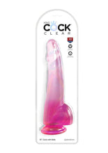 Load image into Gallery viewer, King Cock Clear Dildo with Balls - Clear/Pink - 10in
