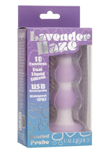 Load image into Gallery viewer, Lavender Haze Beaded Probe Silicone Rechargeable Anal Plug - Purple/White
