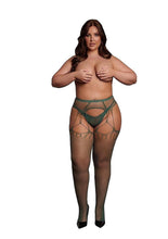 Load image into Gallery viewer, Le Desir Shredded Suspender Pantyhose - Green - Queen
