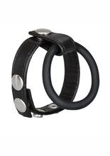 Load image into Gallery viewer, Leather Ball Spreader Cock Ring - Black - Medium
