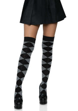 Load image into Gallery viewer, Leg Avenue Argyle Knit Over The Knee Socks - Grey - One Size
