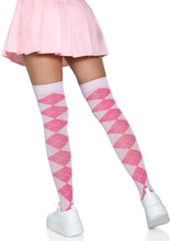 Load image into Gallery viewer, Leg Avenue Argyle Knit Over The Knee Socks - Pink - One Size
