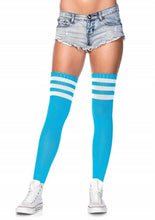 Load image into Gallery viewer, Leg Avenue Athlete Thigh High with 3 Stripe Top - Blue - One Size

