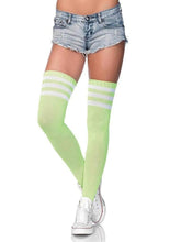 Load image into Gallery viewer, Leg Avenue Athlete Thigh High with 3 Stripe Top - Green - One Size
