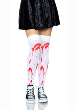 Load image into Gallery viewer, Leg Avenue Bloody Zombie Thigh High - Red/White - One Size
