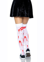 Load image into Gallery viewer, Leg Avenue Bloody Zombie Thigh High - Red/White - One Size
