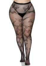 Load image into Gallery viewer, Leg Avenue Butterfly Net Tights - Black - Queen/XLarge/XXLarge
